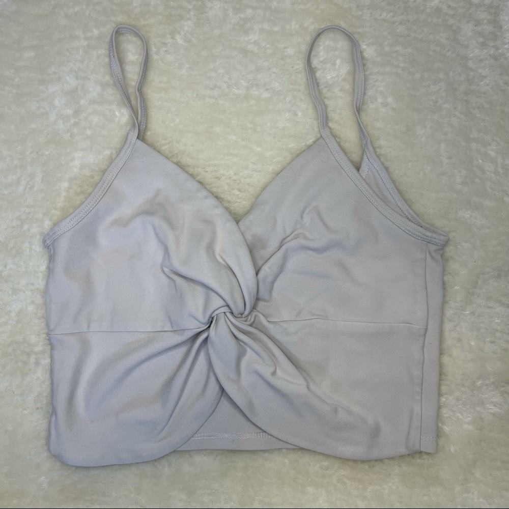 Aritzia White Crop Tie Top